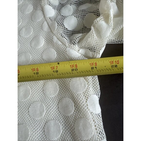 Style&Co. XL Polka Dot Lace Mesh Overlay Top With Crochet Cuffs & Hem in Cream - Picture 10 of 11